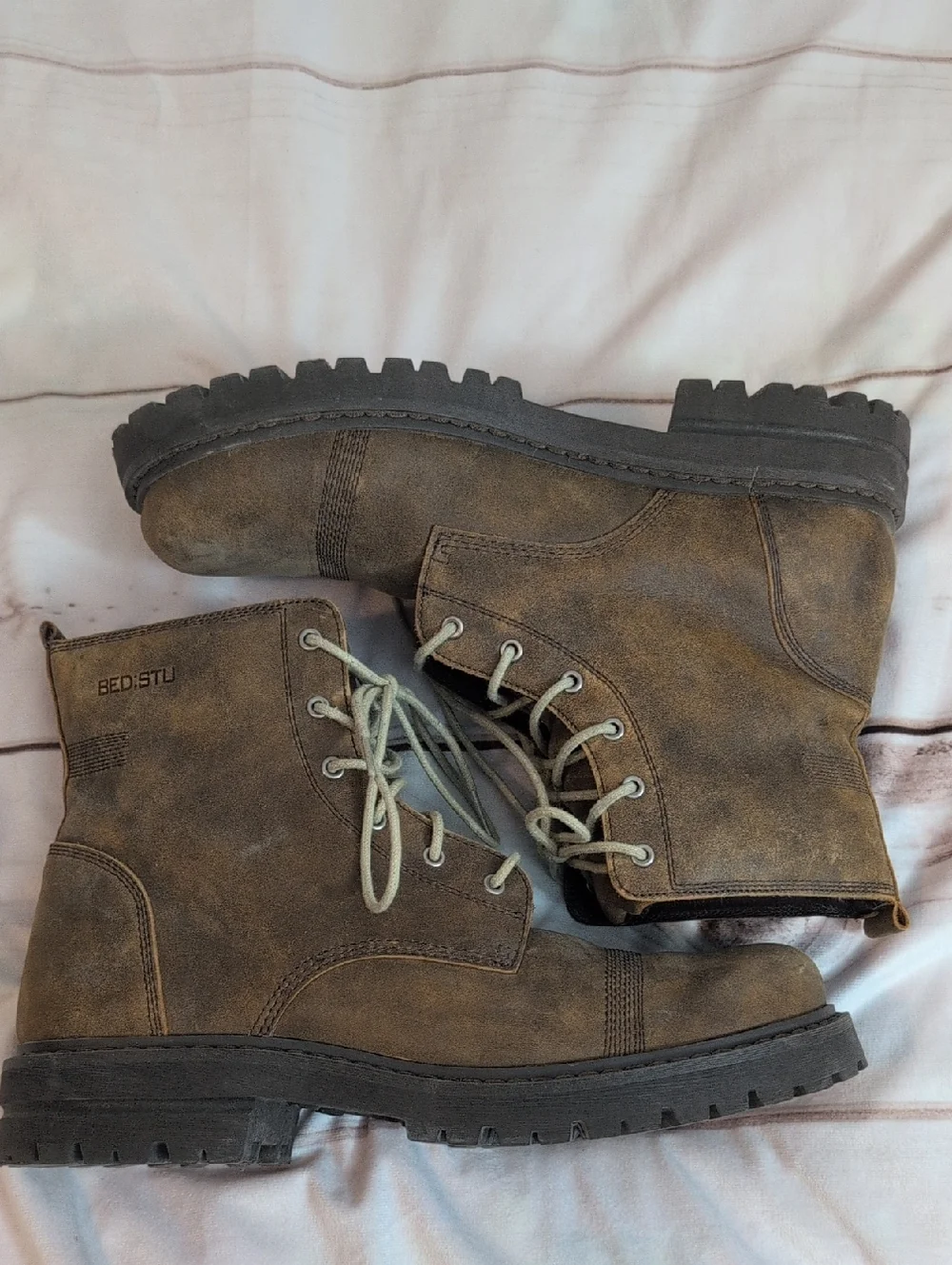 Bed Stu Men's Brown Leather Lace-Up Leather Boots size 12 Dress Up Or Casual